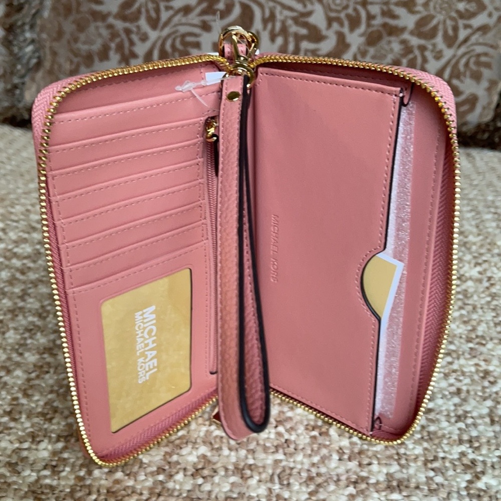 Michael Kors Jet Set Travel LG Flat MF Phone Case Sunset Rose - Picture 10 of 16